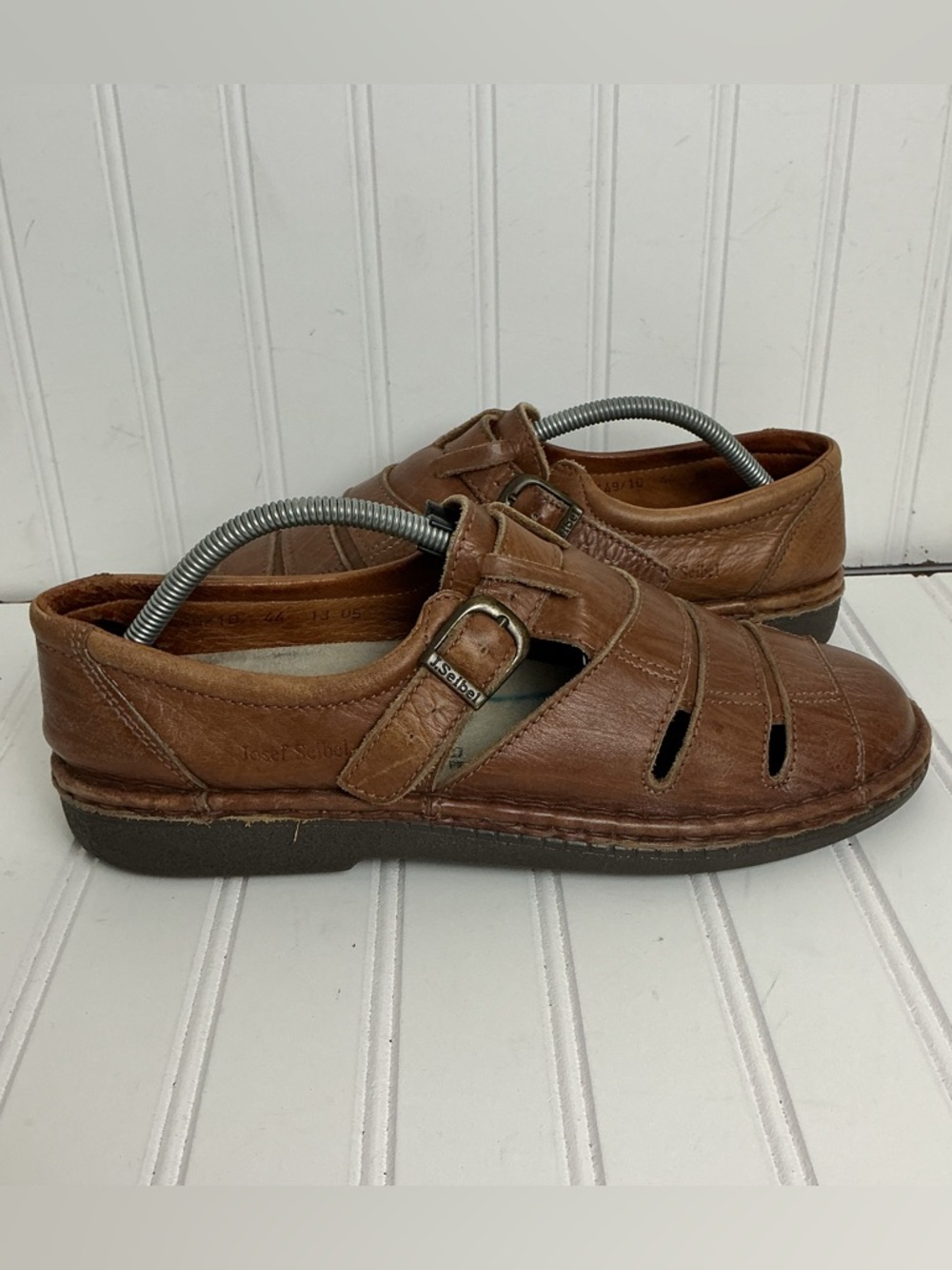 Josef Seibel Men’s Size 44 US 10.5 Brown Leather Fisherman Comfort Sandals